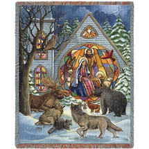 Snowfall Nativity - Parker Fulton - Cotton Woven Blanket Throw - Made in the USA (72x54) Tapestry Throw
