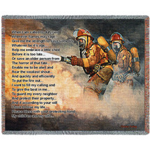 Fire Department - United We Stand - Firefighter Prayer - Charles Freitag - Cotton Woven Blanket Throw - Made in the USA (72x54) Tapestry Throw