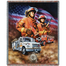 Fire Department Firefighters - Dan Hatala - Cotton Woven Blanket Throw - Made in the USA (72x54) Tapestry Throw