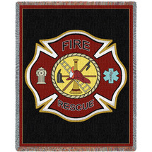 Fire Department Firefighter Shield - Cotton Woven Blanket Throw - Made in the USA (72x54) Tapestry Throw