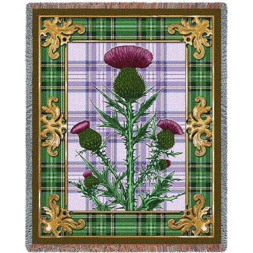 Scotland - National Flower The Flowering Thistle - Cotton Woven Blanket Throw - Made in the USA (72x54) Tapestry Throw