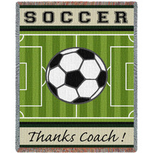 Sports - Soccer - Thanks Coach - Cotton Woven Blanket Throw - Made in the USA (72x54) Tapestry Throw