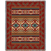 Las Cruces - Teal - Southwest Native American Inspired Tribal Camp - Cotton Woven Blanket Throw - Made in the USA (72x54) Tapestry Throw