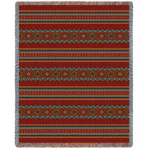 Saddleblanket - Red - Southwest Native American Inspired Tribal Camp - Cotton Woven Blanket Throw - Made in the USA (72x54) Tapestry Throw