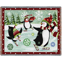 Christmas Penguins - Jennifer Brinley - Cotton Woven Blanket Throw - Made in the USA (72x54) Tapestry Throw