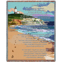 Jesus Footprints in the Sand - Sympathy - Cotton Woven Blanket Throw - Made in the USA (72x54) Tapestry Throw