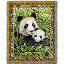 Panda and Cub - Parker Fulton - Cotton Woven Blanket Throw - Made in the USA (72x54) Tapestry Throw