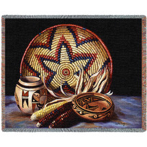 Hopi Harvest - Southwest - Cotton Woven Blanket Throw - Made in the USA (72x54) Tapestry Throw
