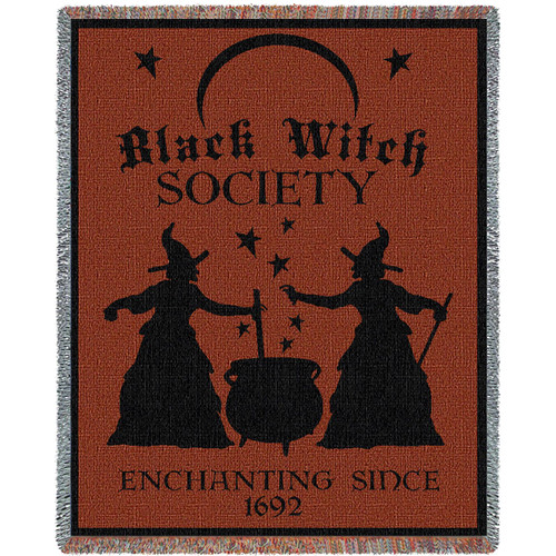 Black Witch Society - Cotton Woven Blanket Throw - Made in the USA (72x54) Tapestry Throw