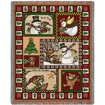 Christmas Bear Patchwork Quilt - Cotton Woven Blanket Throw - Made in the USA (72x54) Tapestry Throw