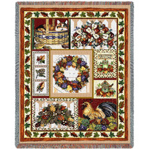 Fall Patchwook - Linda McDonald - Cotton Woven Blanket Throw - Made in the USA (72x54) Tapestry Throw