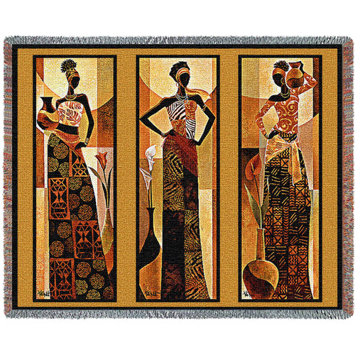Namirya - African Style - Keith Mallett - Cotton Woven Blanket Throw - Made in the USA (72x54) Tapestry Throw