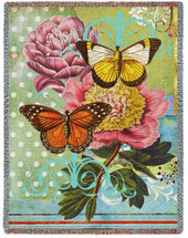 Butterfly Floral - Walter Robertson - Cotton Woven Blanket Throw - Made in the USA (72x54) Tapestry Throw