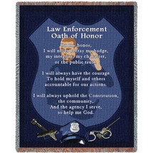 Police Department - Police Enforcement Oath of Honor - Cotton Woven Blanket Throw - Made in the USA (72x54) Tapestry Throw