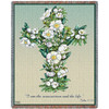 Gardenia Cross - I Am The Resurrection And The Life - Scriptures - John 11:25 - Sympathy - Parker Fulton - Cotton Woven Blanket Throw - Made in the USA (72x54) Tapestry Throw