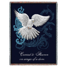 Carried to Heaven on Wings of a Dove - Sympathy - Sherri Buck Baldwin - Cotton Woven Blanket Throw - Made in the USA (72x54) Tapestry Throw