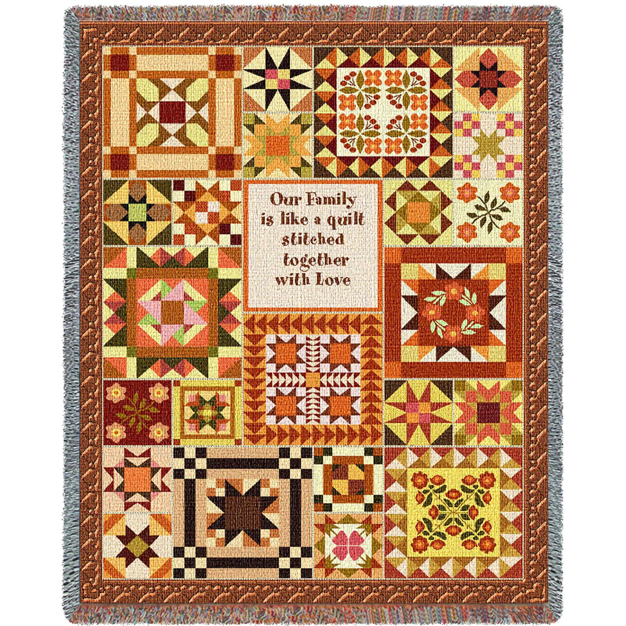 Our Family Is Like a Quilt Stitched Together With Love Cotton Woven Blanket Throw Made in