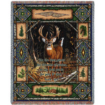 Deer Lodge - As The Deer Pants For Streams of Water So My Soul Pants For You My God - Scriptures - Psalm 42:1 - Terry Doughty - Cotton Woven Blanket Throw - Made in the USA (72x54) Tapestry Throw