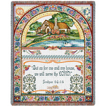 But As For Me And My House We Will Serve The Lord - Scriptures - Joshua 24:15 - Judy Hand - Cotton Woven Blanket Throw - Made in the USA (72x54) Tapestry Throw