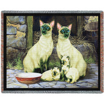 Siamese Family Cat - Robert May - Cotton Woven Blanket Throw - Made in the USA (72x54) Tapestry Throw
