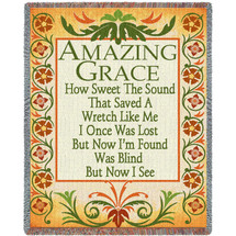 Amazing Grace How Sweet The Sound - Sympathy - Cotton Woven Blanket Throw - Made in the USA (72x54) Tapestry Throw