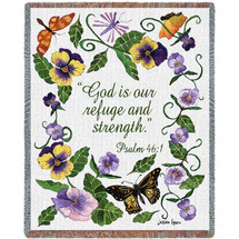 Butterflies - God Is Our Refuge And Strength - Scriptures - Psalm 46:1 - Jessica Sporn - Cotton Woven Blanket Throw - Made in the USA (72x54) Tapestry Throw