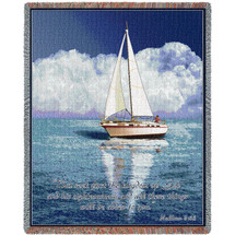 Sailboat - But Seek First His Kingdom And His Righteousness - Scriptures - Matthew 6:33 - Cotton Woven Blanket Throw - Made in the USA (72x54) Tapestry Throw
