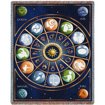 Zodiac Signs - Cotton Woven Blanket Throw - Made in the USA (72x54) Tapestry Throw