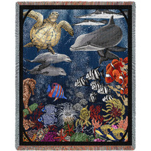 Underwater - Cotton Woven Blanket Throw - Made in the USA (72x54) Tapestry Throw