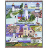 Lighthouses of California - Montara, Reyes, Vicente, Pigeon, Battery, East Brother, Loma, Arena - Cotton Woven Blanket Throw - Made in the USA (72x54) Tapestry Throw