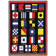 Nautical Flags - Cotton Woven Blanket Throw - Made in the USA (72x54) Tapestry Throw