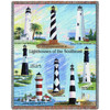 Lighthouses of the Southeast - Key West, Cape Hatteras , Sapelo, Tybee, Harbor Town, Cape Lookout, Cape Canaveral , Hunting Island - Cotton Woven Blanket Throw - Made in the USA (72x54) Tapestry Throw