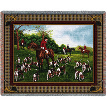 The Fox Hunt - Cotton Woven Blanket Throw - Made in the USA (72x54) Tapestry Throw