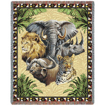 Big Five Safari - Katie Dobson Cundiff - Cotton Woven Blanket Throw - Made in the USA (72x54) Tapestry Throw