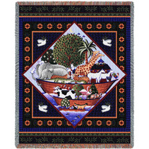 Noah's Ark Full - Coco Dowley - Cotton Woven Blanket Throw - Made in the USA (72x54) Tapestry Throw