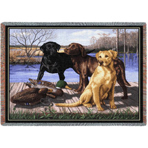 The Board Meeting Labrador Retriever Lab - Bob Christie - Cotton Woven Blanket Throw - Made in the USA (72x54) Tapestry Throw
