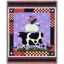 Patriotic Animals - Coco Dowley - Cotton Woven Blanket Throw - Made in the USA (72x54) Tapestry Throw