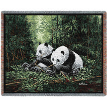 Pandas Don Balke - Cotton Woven Blanket Throw - Made in the USA (72x54) Tapestry Throw