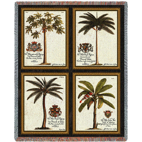 Royal Colonial Palms - Cotton Woven Blanket Throw - Made in the USA (72x54) Tapestry Throw