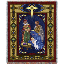 Christmas Nativity - Cotton Woven Blanket Throw - Made in the USA (72x54) Tapestry Throw
