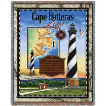 Cape Hatteras Lighthouse - Cotton Woven Blanket Throw - Made in the USA (72x54) Tapestry Throw