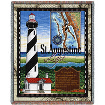 St Augustine Lighthouse - Cotton Woven Blanket Throw - Made in the USA (72x54) Tapestry Throw