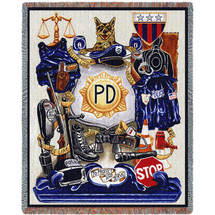 Police Department - Cotton Woven Blanket Throw - Made in the USA (72x54) Tapestry Throw