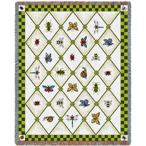 Garden Guests - Susan Welsch - Cotton Woven Blanket Throw - Made in the USA (72x54) Tapestry Throw