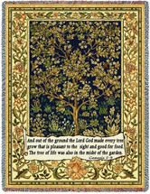 Tree Of Life - Genesis 2:9 - Arts and Crafts - William Morris - Cotton Woven Blanket Throw - Made in the USA (72x54) Tapestry Throw