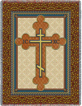 Orthodox Cross - Cotton Woven Blanket Throw - Made in the USA (72x54) Tapestry Throw