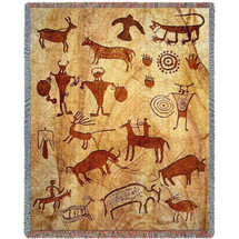 Rock Art of the Ancientse - Southwest Cave Rock Art - Southwest Cave Rock Art - Cotton Woven Blanket Throw - Made in the USA (72x54) Tapestry Throw