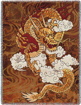 Golden Dragon - Brad Simpson - Cotton Woven Blanket Throw - Made in the USA (72x54) Tapestry Throw