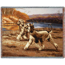 Afghan Hound River Walk - Bob Christie - Cotton Woven Blanket Throw - Made in the USA (72x54) Tapestry Throw