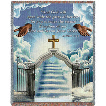 Heaven's Gate 2 - And God Will Open Wide The Gates of Heaven - Scriptures - 2 Peter 1:11 - Sympathy - Cotton Woven Blanket Throw - Made in the USA (72x54) Tapestry Throw
